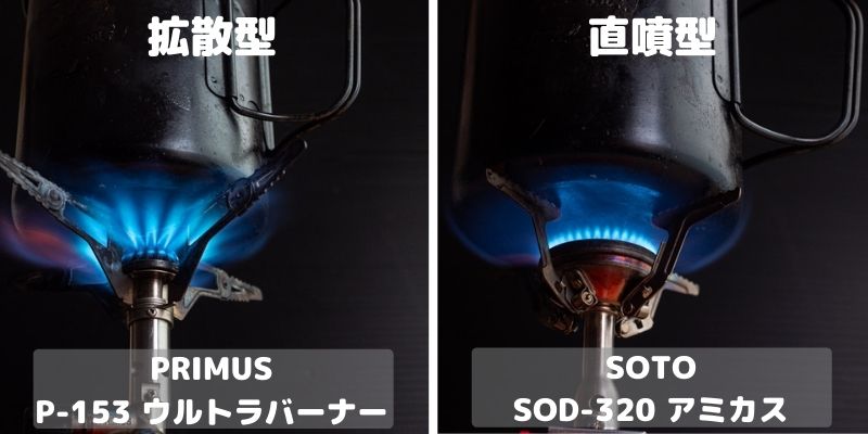 シングルバーナー拡散型と直噴型をクッカーに