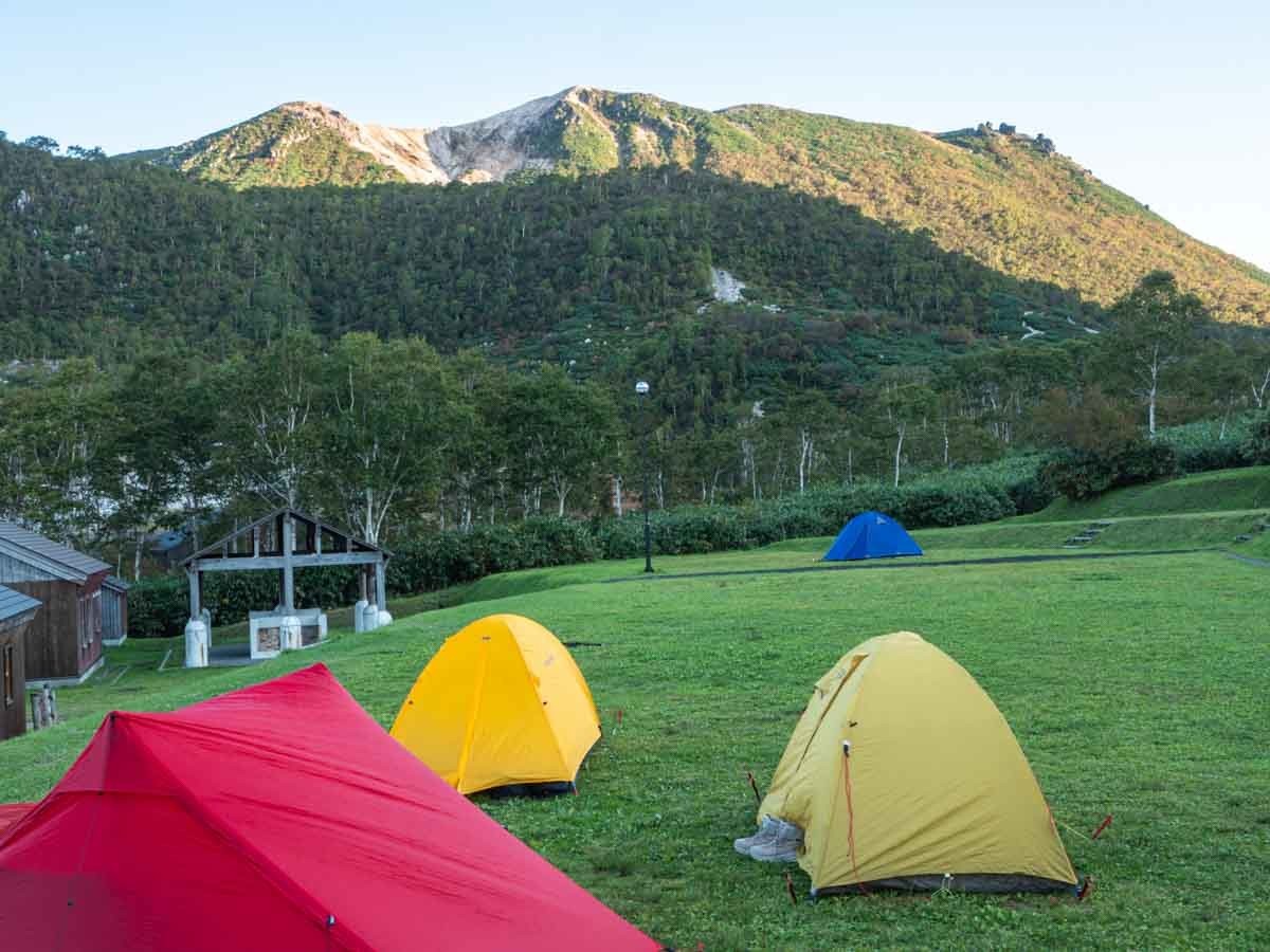 ニセコのキャンプ場から見る山