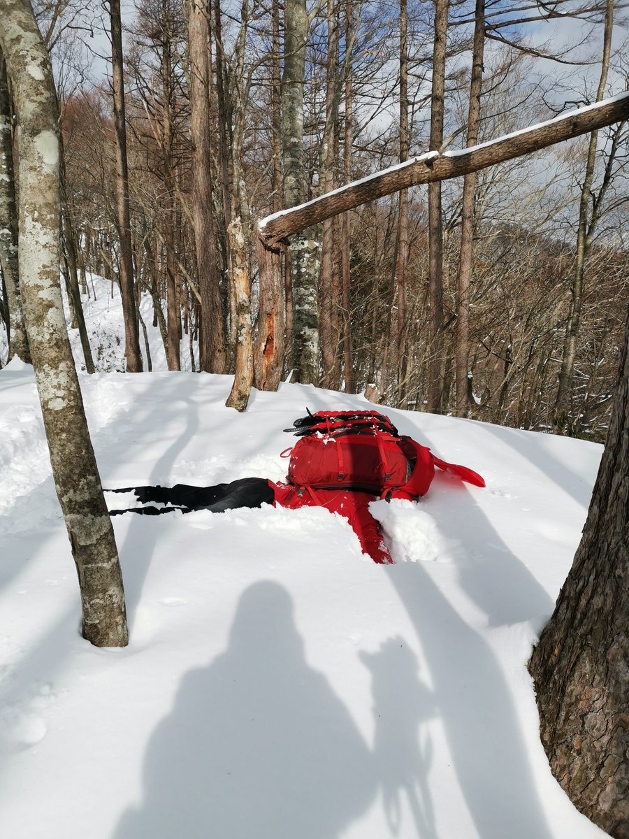 雪に倒れて遊ぶ