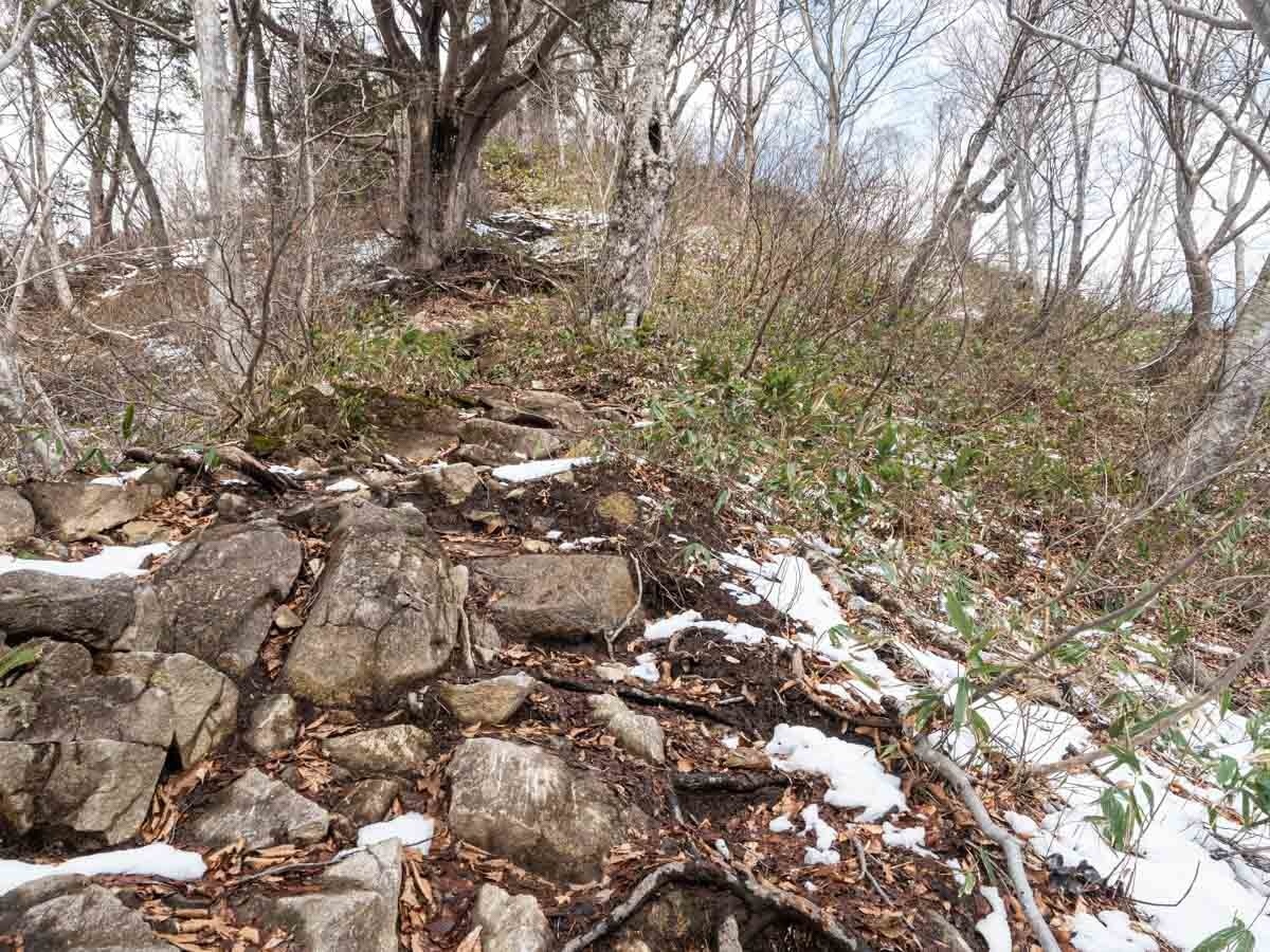 冬の白毛門登山道