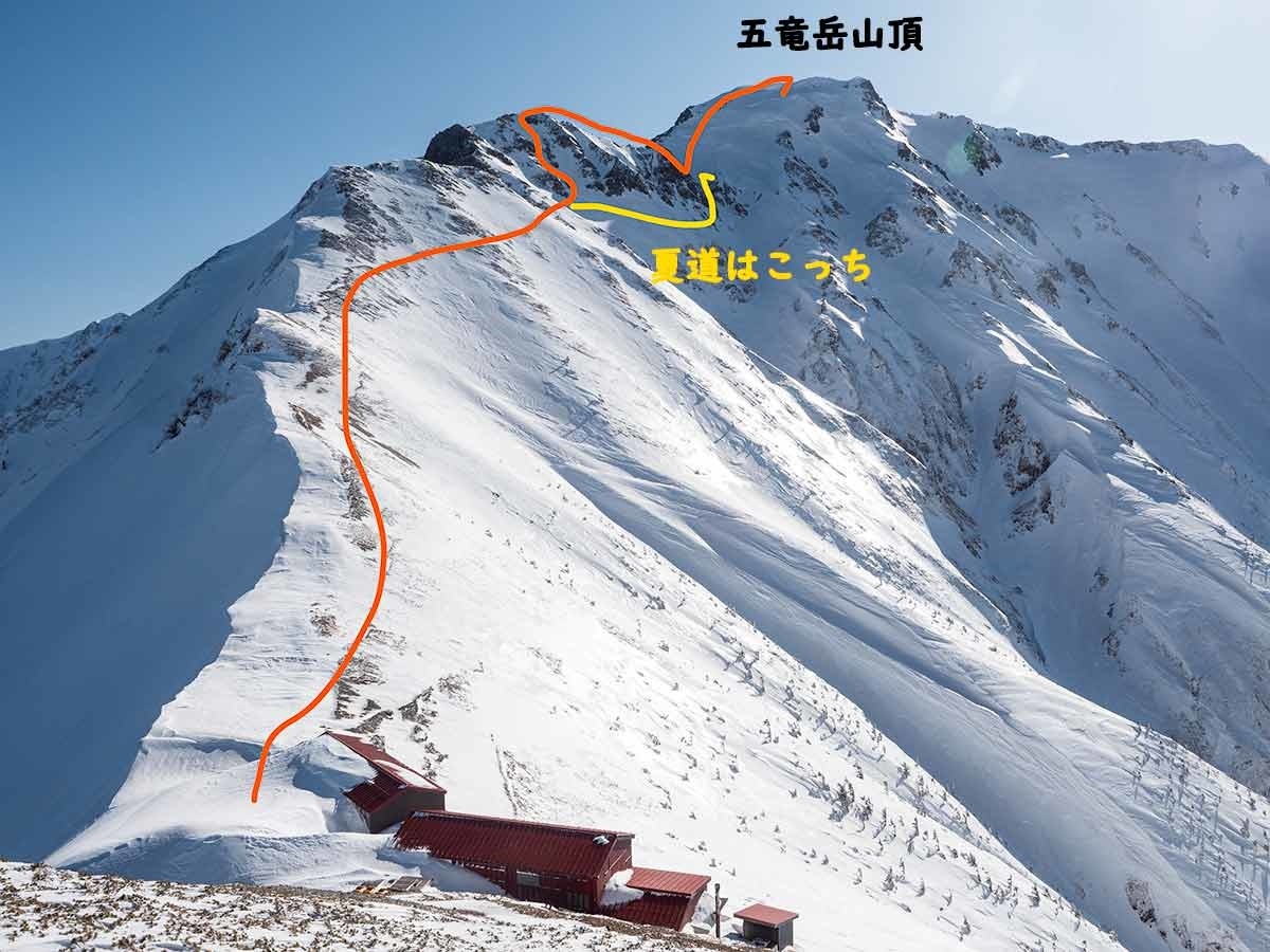 五竜山荘から五竜岳へのアクセス