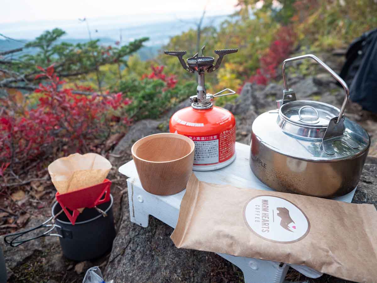 日帰り登山でコーヒーを飲む