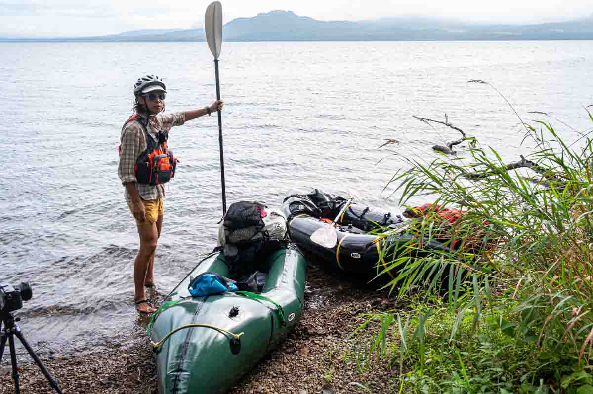 屈斜路湖をパックラフトで横断