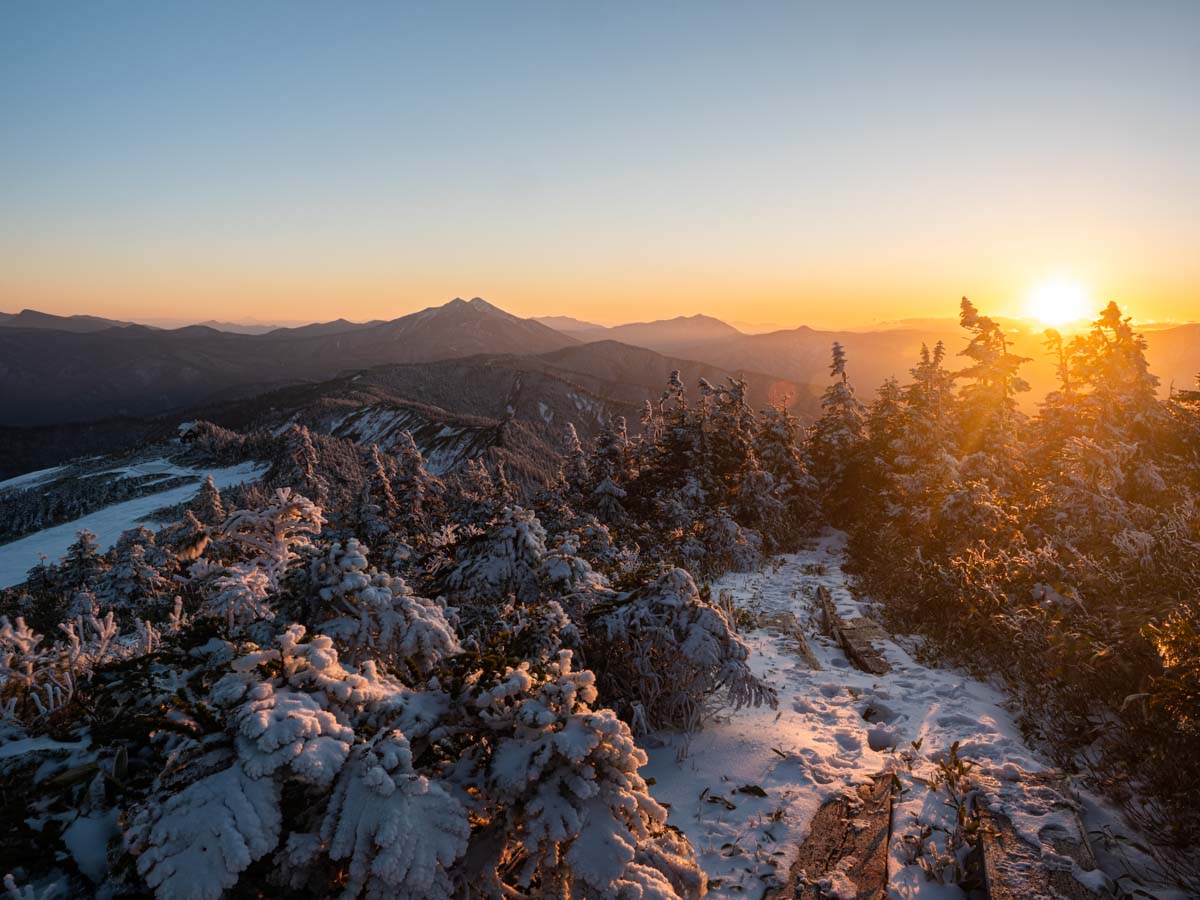 登山夕日