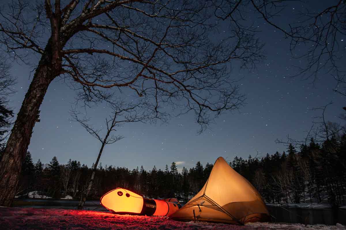 グリフォンラフトストレウスとTHE FREE SPIRITS pangolinproを光らせて星景写真