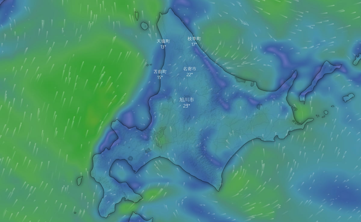 Windyで北海道の風向きを見る